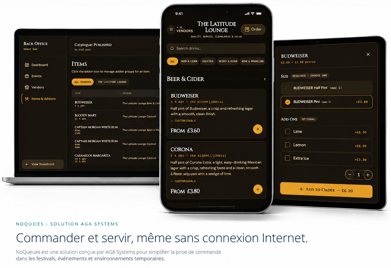 NoQueues — solution de commande pour événements