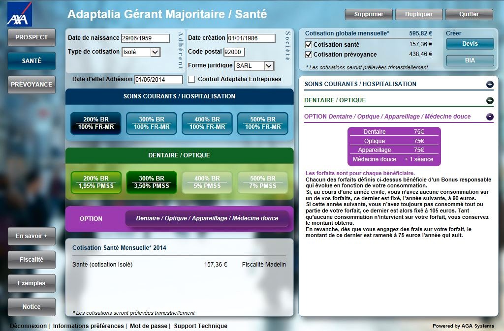 UGIPS AXA — application métier santé et prévoyance développée par AGA Systems