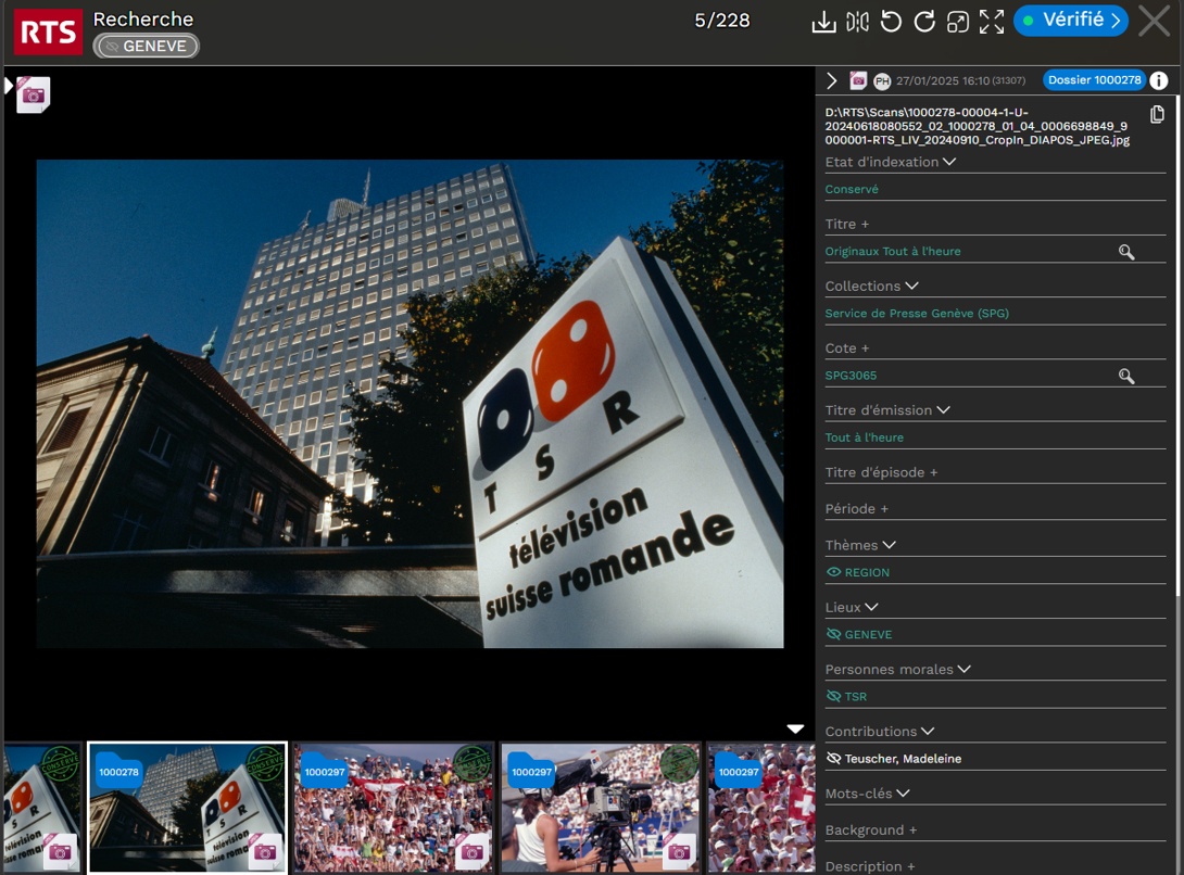 RTS Suisse — plateforme Photon de gestion et d’indexation des archives photographiques